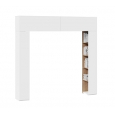 Шкаф навесной Порто 366 со стеллажами (Белый Жемчуг, Яблоня Беллуно, Белый софт)